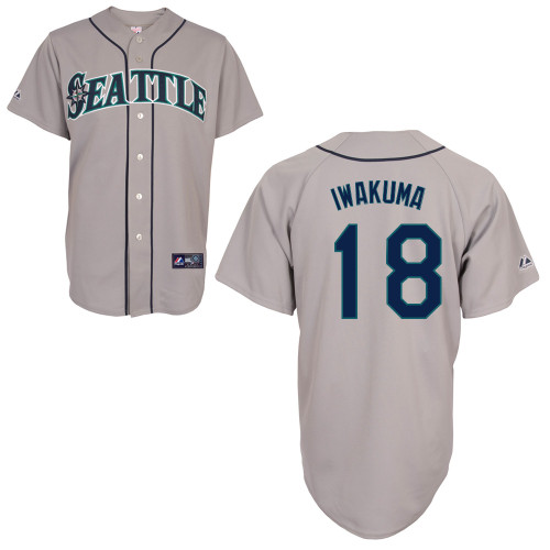Hisashi Iwakuma #18 mlb Jersey-Seattle Mariners Women's Authentic Road Gray Cool Base Baseball Jersey